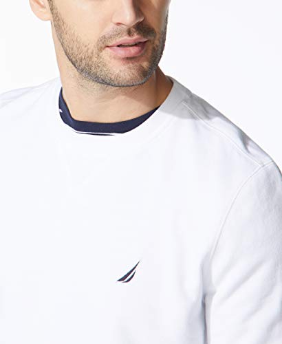 Nautica Men's Basic Crew Neck Fleece Sweatshirt, Bright White, Small