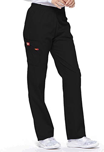 Dickies Women's Signature Elastic Waist Scrubs Pant, Pewter, Large Petite