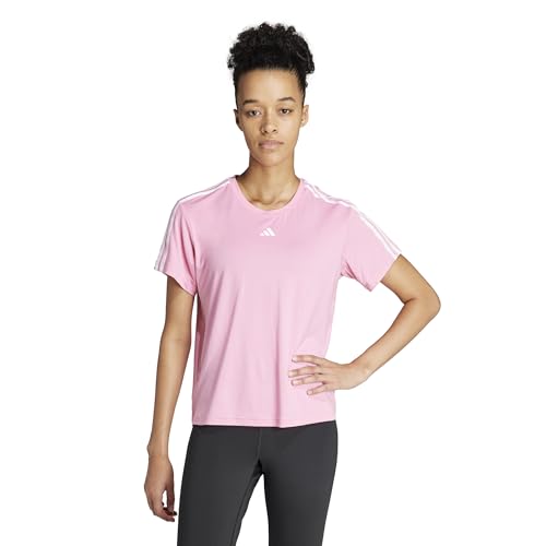 adidas Women's Train Essentials 3-Stripes T-Shirt, Bliss Pink/White, XX-Large