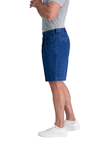 Haggar Mens Reg. And Big & Tall Sizes Denim-shorts, Denim Pleat, 32 US