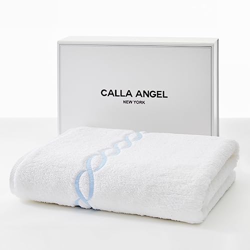 Superior 1000 Gram Egyptian Cotton Oversize 63 x 31 Bath Towel, 1 Piece, Blue Chain