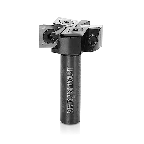 Genmitsu CNC Spoilboard Surfacing Router Bit, 1/2" Shank 1-1/2" Cutting Diameter 4 Wing, CNC Milling Machine Slab Flattening Router Bit, Carbide Insert Router Planer Bit for Woodworking Carving, SS06