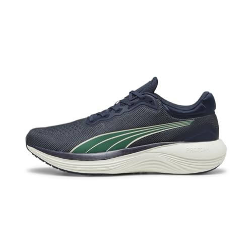 PUMA Mens Scend Pro Running Shoe, Gray Fog-PUMA Mens Black-Clementine, 12