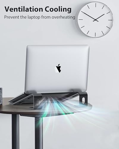 NTMY Laptop Stand for Desk,Laptop Stand with Wrist Support,Computer Stand for Laptop,Ventilated Ergonomic Laptop Stand with Wrist Pad,Stand for Laptop on Desk for MacBook/HP/Dell/Acer/Lenovo (Black)