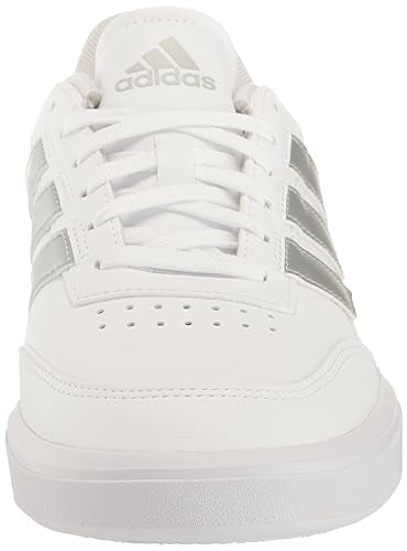 adidas Women's CourtBlock Sneaker, White/Silver Metallic/Grey, 7.5