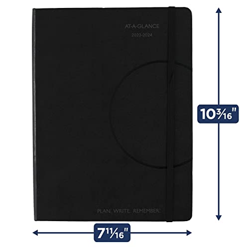 AT-A-GLANCE 2023-2024 Academic Planner, Weekly & Monthly, Hourly Appointment Book, 7-1/2" x 10", Medium, Pocket, Hardcover, Plan.Write.Remember., Black (70795705)