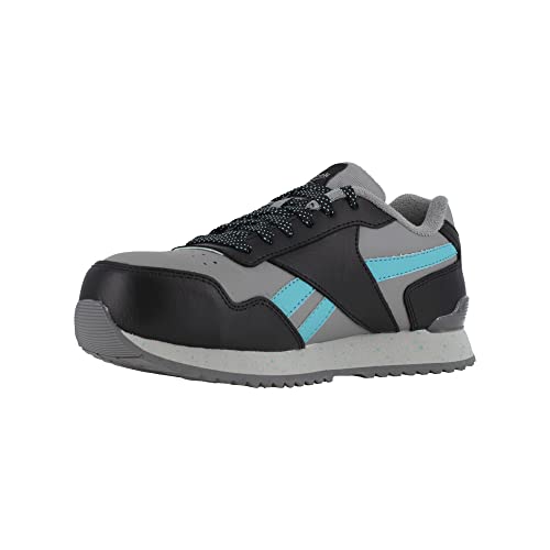 Reebok Work Women's RB982 Harman Composite Toe Classic Work Sneaker Grey and Teal Safety, Black, 9 Wide