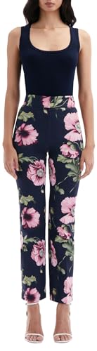 Oscar de la Renta, Poppy Cotton Twill Pant, Navy/Pink, 16