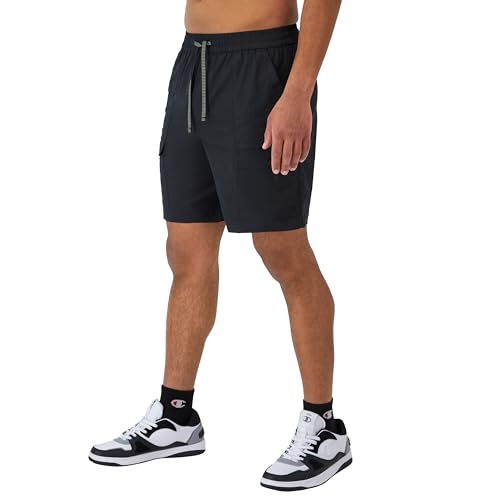 Champion Cargo, Pockets, Comfortable Men's Shorts, 8", Black C Logo, Small