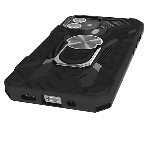 Kitoo Designed for iPhone 12 Mini Case with Kickstand, Military Grade 12ft. Drop Tested - Black