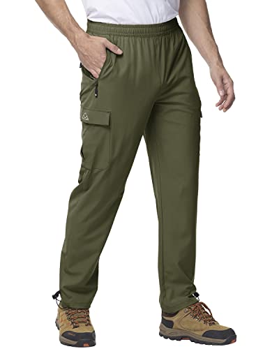 Gopune Men's Lightweight Joggers Quick Dry Hiking Athletic Pants Outdoor Running Casual Track PantsArmy Green,M