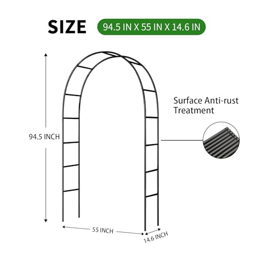 Iron Pergola Arbor Practical, 7.9 Feet High x 4.6 Feet Wide, Assemble Easily for Various Climbing Plant Wedding Garden Arch Bridal Party Decoration Wide Arbor, 2 Pack