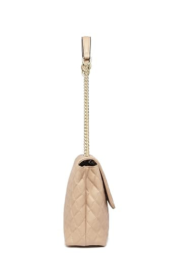 ER.Roulour Chain Shoulder Bag, Quilted Purses for Women, Medium Flap Turnlock Vegan Leather Handbag