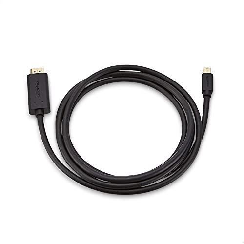 Amazon Basics Mini DisplayPort Male to HDMI Male Cable, 1080p, Gold-Plated Plugs, 6 Foot, Black for Personal Computer