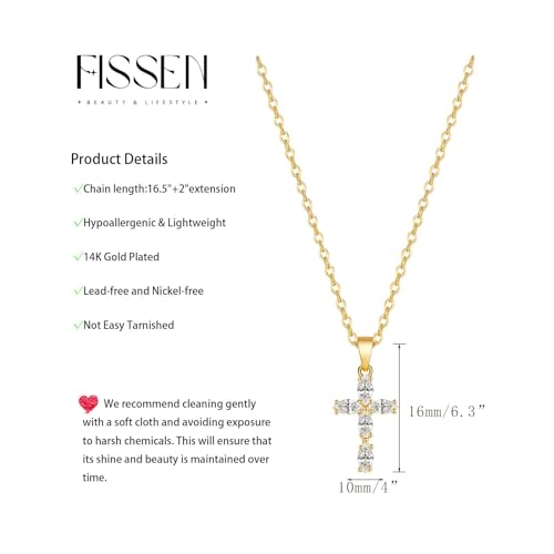 Cross Necklace for Women Dainty Gold Cross Birthstone Necklace 14K Gold Plated Cross Pendant Necklaces for Women Trendy Gold Jewelry Gifts