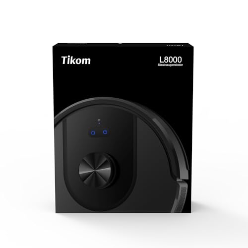 Tikom Robot Vacuum and Mop, L8000 Laser LiDAR Navigation Robotic Vacuum, 3000Pa Suction, 150Mins Max, 45dB, 14 No-Go Zones, 20 Virtual Walls, Self-Charging, Good for Pet Hair, Carpet, Hard Floor