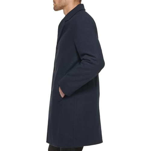 DKNY Men's Wool Blend Coat, Notch Collar Navy, X-Small