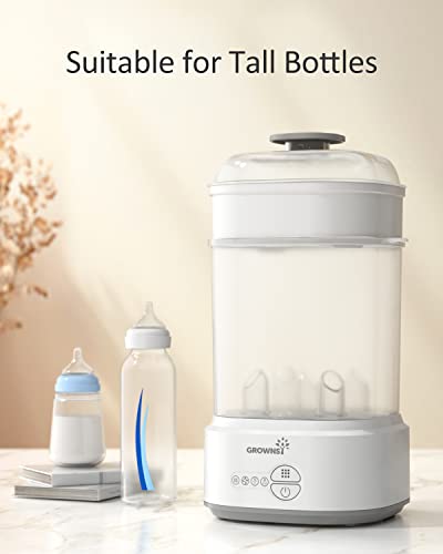 GROWNSY Bottle Sterilizer and Dryer, Compact Electric Steam Baby Bottle Sterilizer (Esterilizador de Biberones), Bottle Sanitizer for Baby Bottles, Pacifiers, Pump Parts