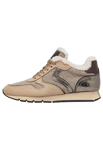 VOILE BLANCHE Women's Julia Shearling Trainers, Beige/Black, 5 Medium US