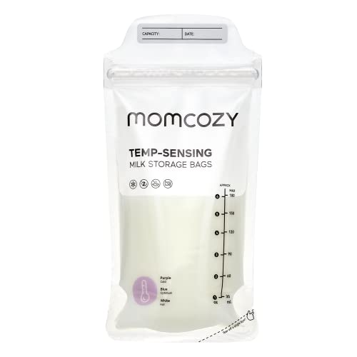 Momcozy Breastmilk Storage Bags, 200PCS Value Pack, Temp-Sensing Discoloration Milk Storing Bags for Breastfeeding, Presterilized, Hygienically Doubled-Sealing, for Freezing, 6 Ounce