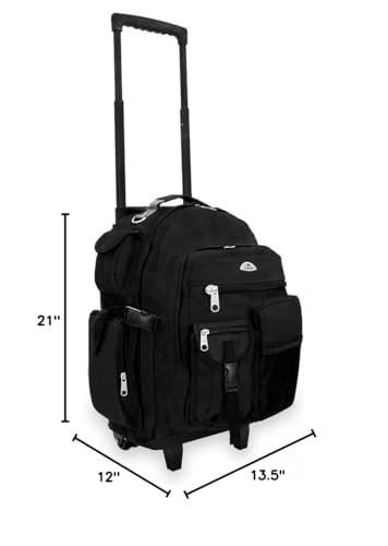 Everest Deluxe Wheeled Backpack, Black, One Size