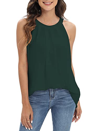 Famulily Womens Elegant Evening Halter Tank Tops Cute Party Bow Tie Back Blouses Tops Green S