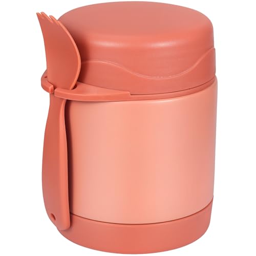 10oz Soup Thermo for Hot Food Kids,Lunch Thermo Kids Food Jar with Spoon Hot Insulated Food Containers,Leak Proof Stainless Steel Wide Mouth Lunch Food Thermo Jar for School(Pink-Flamingo)