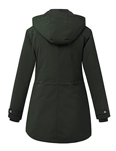 WenVen Women's Winter Fashion Warm Waterproof Hooded Coat Quilted Thick Jacket(Army Green,Small)