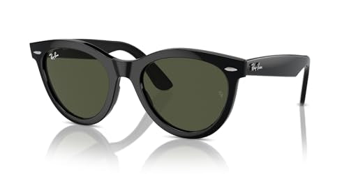 Ray-Ban RB2241 Wayfarer Way Round Sunglasses, Black/Green, 51 mm