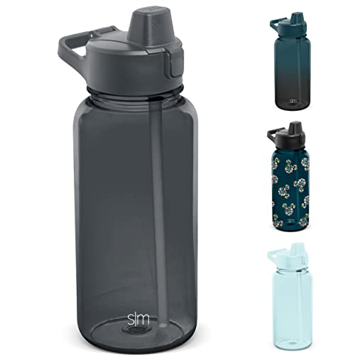 Simple Modern 32oz Water Bottle with Silicone Straw Lid & Motivational Measurement Markers | Reusable BPA-Free Tritan Plastic Lightweight Sports Bottles for Gym | Summit Collection | Sweet Taffy