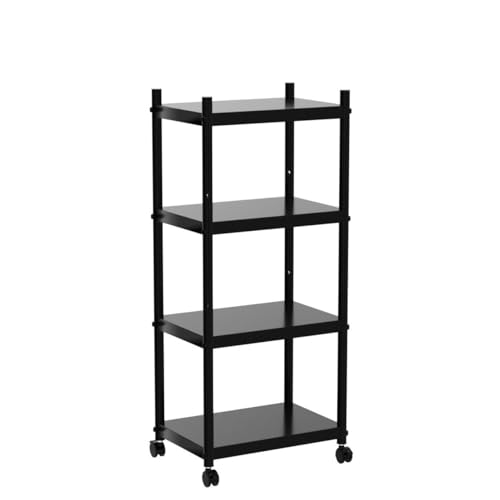 caktraie 4-Shelf Heavy Duty Shelving,Metal Utility Storage Racks with Rolling Wheels, Adjustable Kitchen Storage Rack, Black…