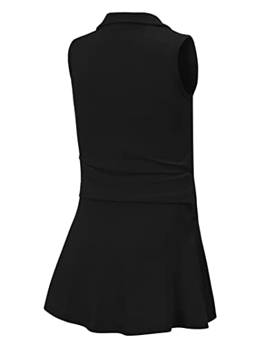 LIONJIE Kids Girls Tennis Golf Dress Outfit Sleeveless Dress with Pockets Athletic Skorts and Polo Tank Top Sets