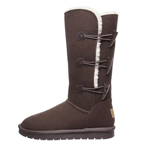 CAMEL CROWN 12” Tall Mid Calf Winter Boots for Women Faux Fur Snow Boot 3-Button Suede Fashion Booties Knee High