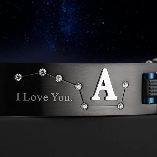 Zillaly men's stainless steel dual color bracelet, black and blue ion plated black, gift for men's husbands, fathers, and sons (blue-blackW)