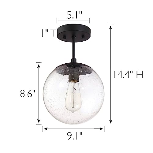 Design House 588517-SG Gracelyn Modern Indoor Dimmable Semi-Flush Ceiling Light with Clear Seedy Glass Globe Shade for Kitchen Hallway Bedroom, Satin Gold