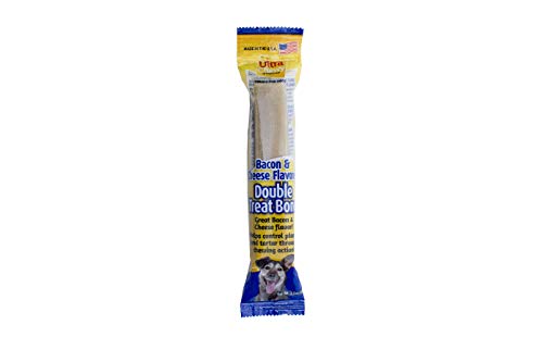 Ultra Chewy Double Treat Bones: Long-Lasting Dog Treats Made in USA for Large and Small Breeds, Highly Digestible, Ideal for Aggressive Chewers (Bacon & Cheese, 24 Count)