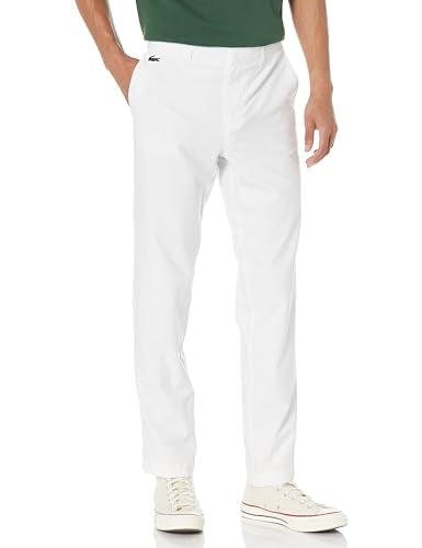 Lacoste Men's Straight Fit Chino Golf Pants, Blanc, 30