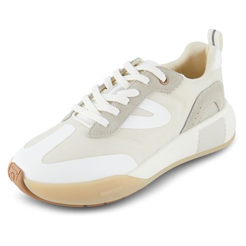 TRETORN Women's A-Volley Sneaker, White/Taupe, 6