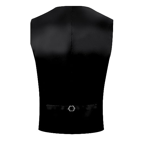 MAGE MALE Mens 3 Piece Suits Slim Fit Tuxedo Suit Set Soild Prom Wedding Suits One Button Blazer Vest Pants Set with Bow Tie Black