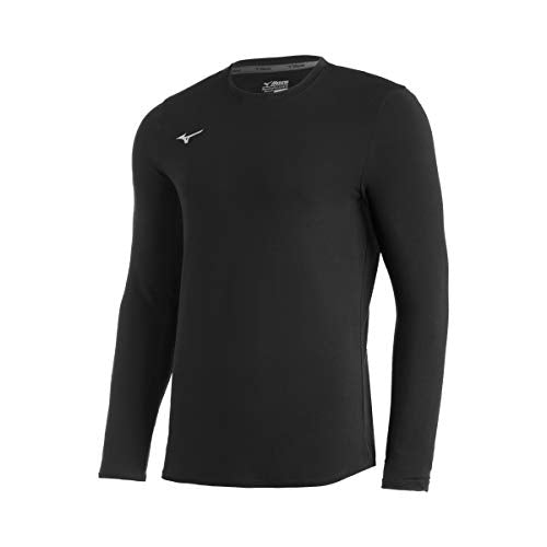 Mizuno Youth Comp Diamond Long sleeve Crew, Black, Large