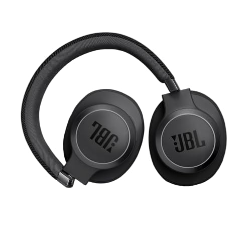JBL LIVE 770NC - Wireless Over-Ear Headphones with True Adaptive Noise Cancelling with Smart Ambient, Up to 65 hours of battery life, Comfort-fit fabric headband & carrying pouch (Black)
