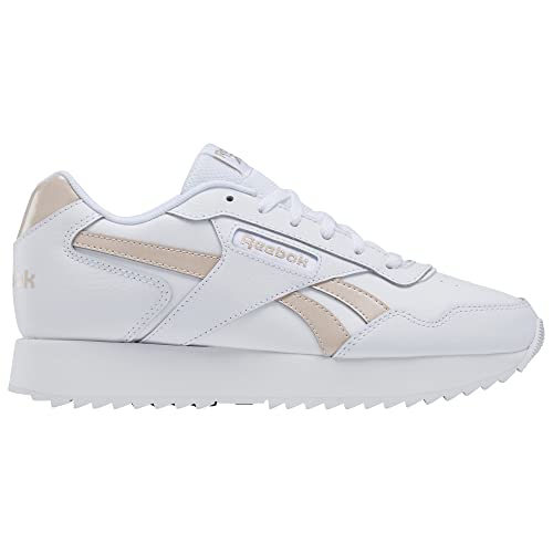 Reebok Women's Glide Ripple Double Sneaker, White/Silver Metallic, 10