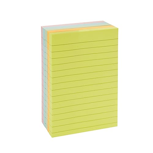 Amazon Basics Lined Rectangular Sticky Notes, 4 x 6-Inch, Pack of 5, Assorted Colors