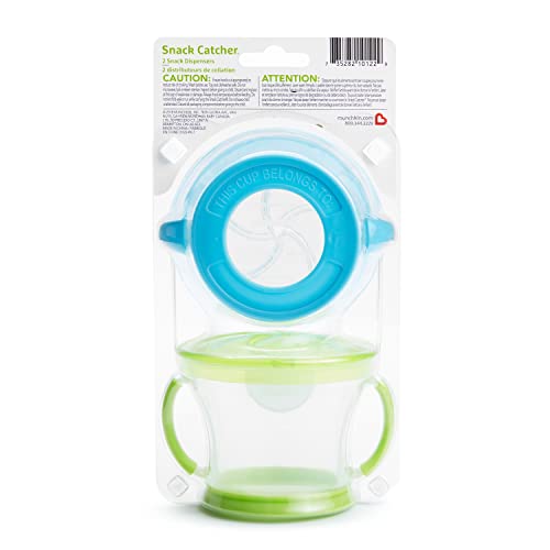 Munchkin® Snack Catcher® Toddler Snack Cups, 2 Count (Pack of 1), Blue/Green