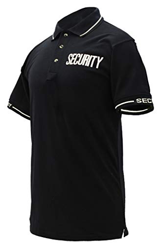 First Class Polycotton Security Polo Shirt (Medium, Black Collar W/White)