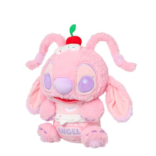 MINISO 10'' Disney Stuffed Animals Lilo & Stitch Collection Ice Cream Angel Plush Toy, Cuddly Toy for Disney Fans, Ideal for Bedtime Cuddles and Room Decor