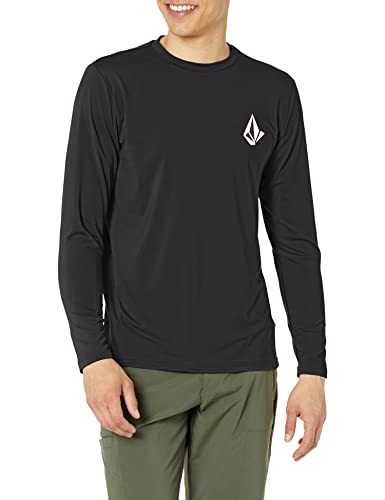 Volcom Men's Standard Taunt UPF 50+ Long Sleeve Loose Fit Rashguard, Black Pistol