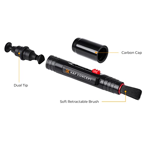 K&F Concept Professional Lens Cleaning Pen with Soft Brush, Carbon Head Lens Cleaning Pen for Canon, Nikon, Pentax, Sony Digital Camera Cleaning,AR VR Glasses Cleaning