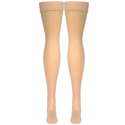 Truform Sheer Compression Stockings, 20-30 mmHg, Women's Thigh High Length, 30 Denier, Beige, Small