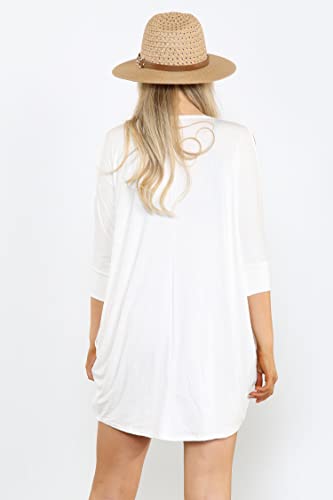 Loxdonz Women's Swimsuit Beach Cover Up Shirt Bikini Beachwear Bathing Suit Loose Beach Dress Small Cream